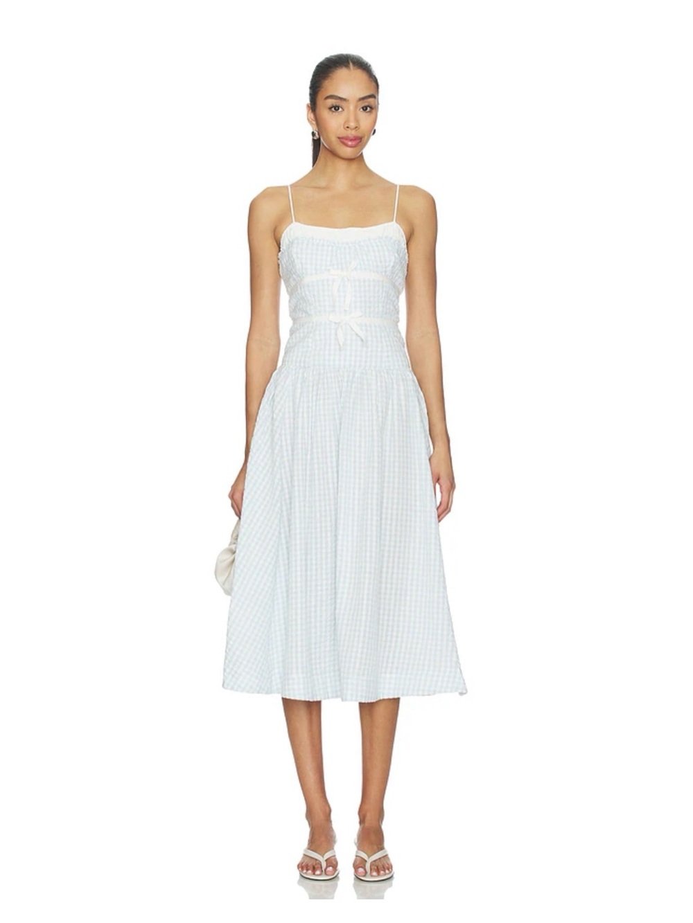 For Love and Lemons Georgia Gingham Midi Dress in Blue